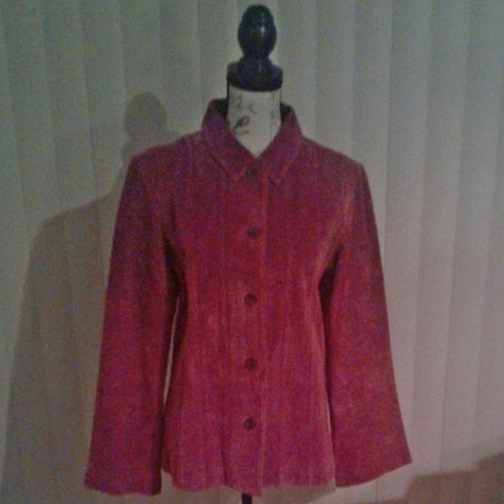 Margaret Godfrey Raspberry Suede Jacket Sz 14